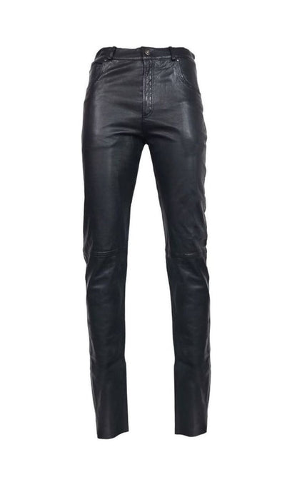 Men’s Black Leather-Look Lace-Up Cargo Pants – Gothic Biker Tactical Trousers