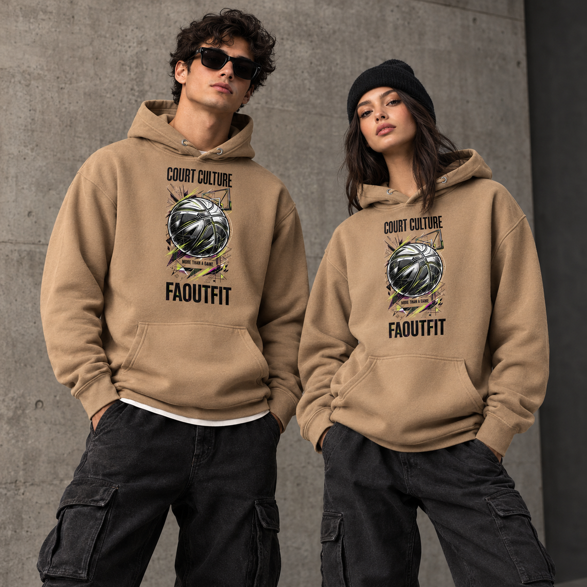Unisex Basketball Graphic Hoodie – Latte Brown Streetwear Sweatshirt